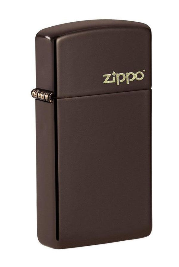 Zippo Slim Brown with Zippo Logo Base Model, Windproof Lighter #49266ZL