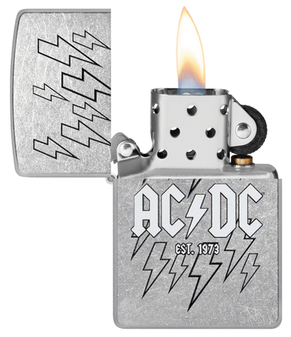 Zippo AC/DC Lightning Bolt Design, Street Chrome Lighter #48641