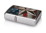Zippo Retro Star and Flag Lighter, Brushed Chrome, Windproof #28653