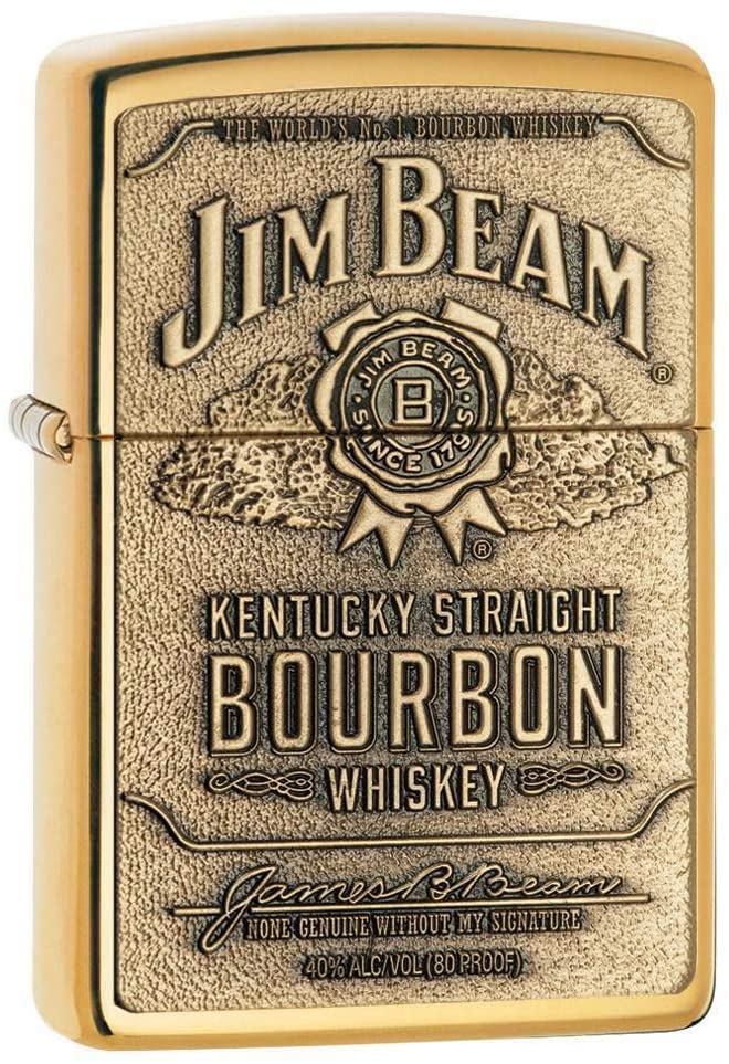 Zippo Jim Beam Kentucky Bourbon Whiskey, High Polish Brass #254BJB.929