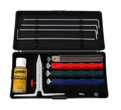 Lansky Universal Knife Sharpening Kit, 4 Stones + Oil + Clamp + Rods # –  Benhalex