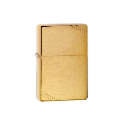 Zippo Vintage Brushed Brass With Slashes, Rounded Corners, Genuine Lighter #240