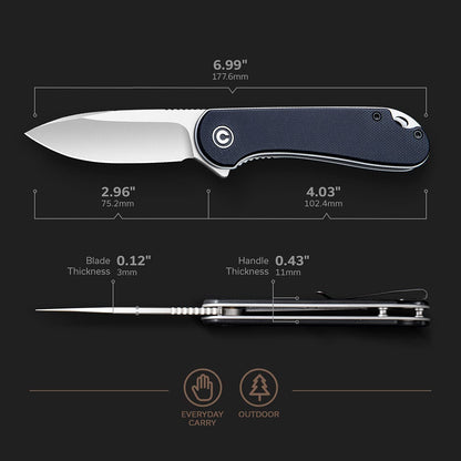 CIVIVI Elementum Knife, Black G10 Handle #C907A