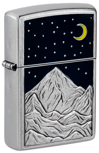 Zippo Mountain, Moon, and Stars Emblem, Street Chrome Lighter #48632