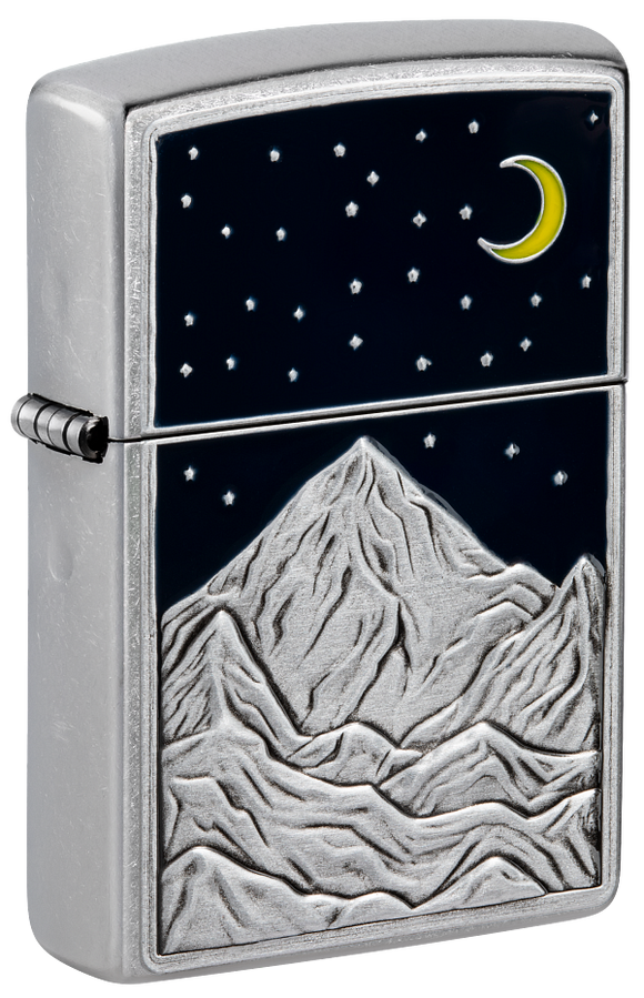 Zippo Mountain, Moon, and Stars Emblem, Street Chrome Lighter #48632