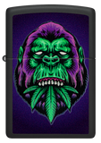 Zippo Cannabis Gorilla Black Light Design, Black Matte Lighter #48585