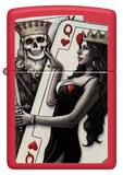 Zippo King and Queen Playing Cards, Red Matte Lighter #48624