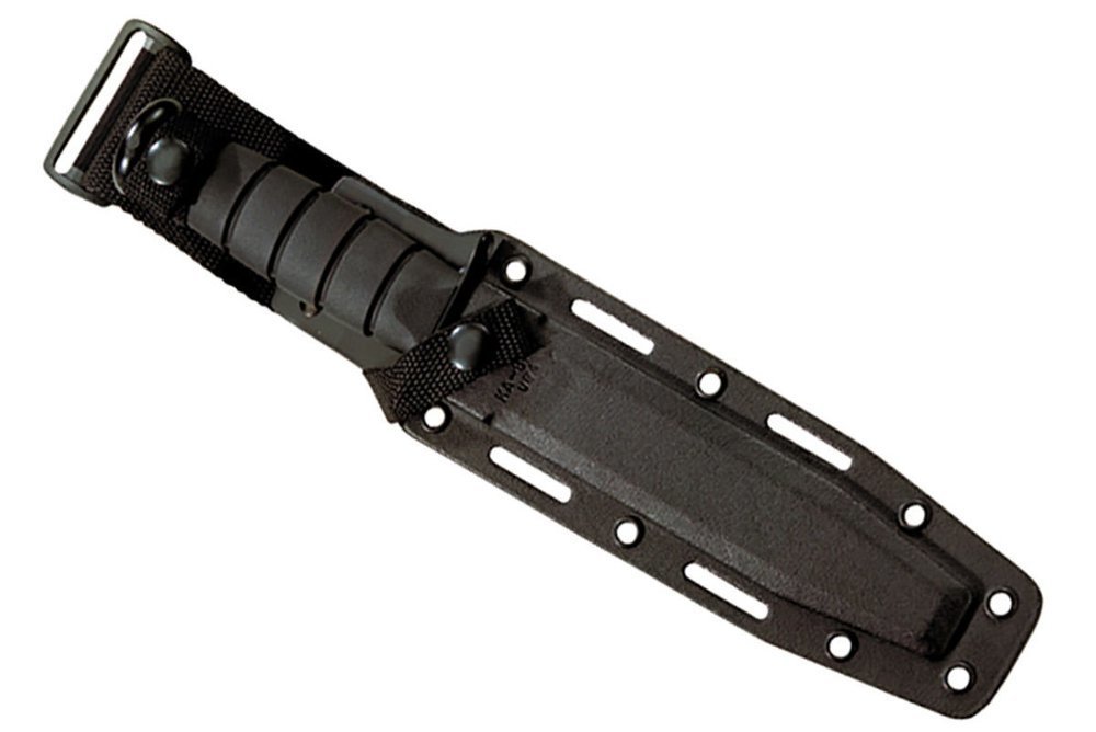 KA-BAR Fighting/Utility Knife, Black, Black Hard Sheath, Serrated Edge #1214