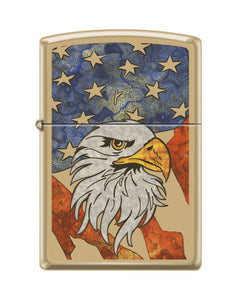 Zippo Fuzion Eagle USA Flag, High Polish Brass, Windproof Lighter #254B-082787