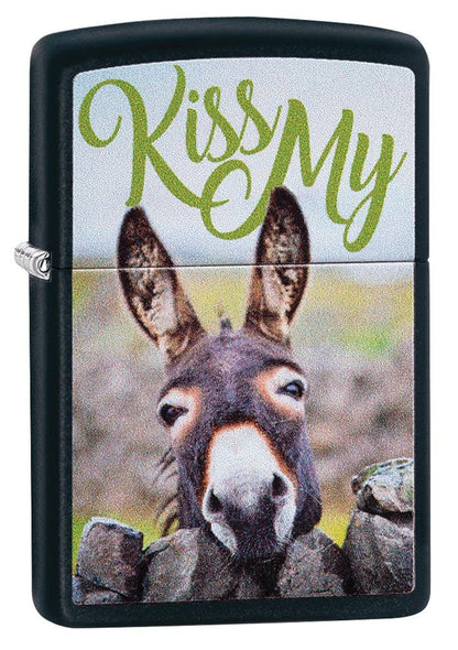 Zippo Kiss My Donkey Design, Black Matte Finish Lighter #29868