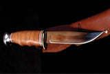 KA-BAR Hunter Fixed Blade Knife, Stacked Leather Handle w/ Sheath #1232