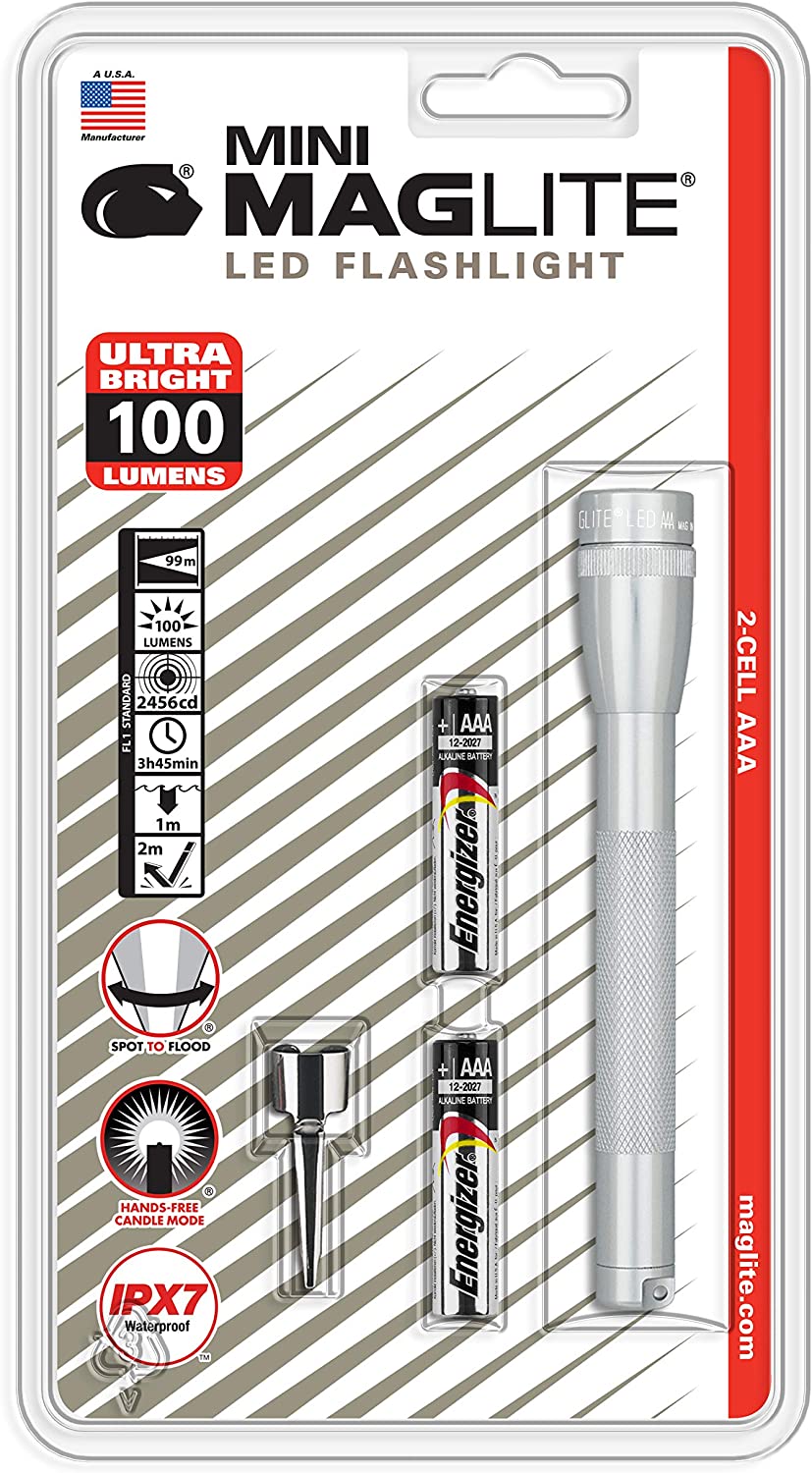 MAGLITE Mini Maglite LED 2AAA Flashlight, Silver #SP32106