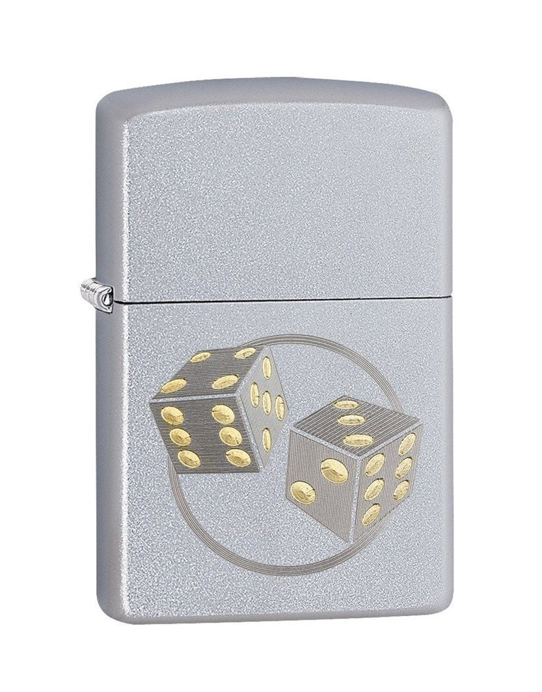 Zippo Dice Pocket Lighter, Satin Chrome, Refillable Windproof #29412