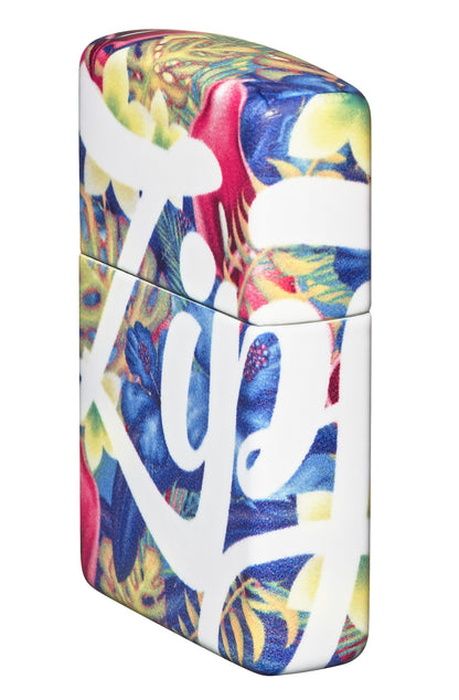 Zippo Colorful Logo 540° Design, Floral Colors, Windproof Lighter #49436
