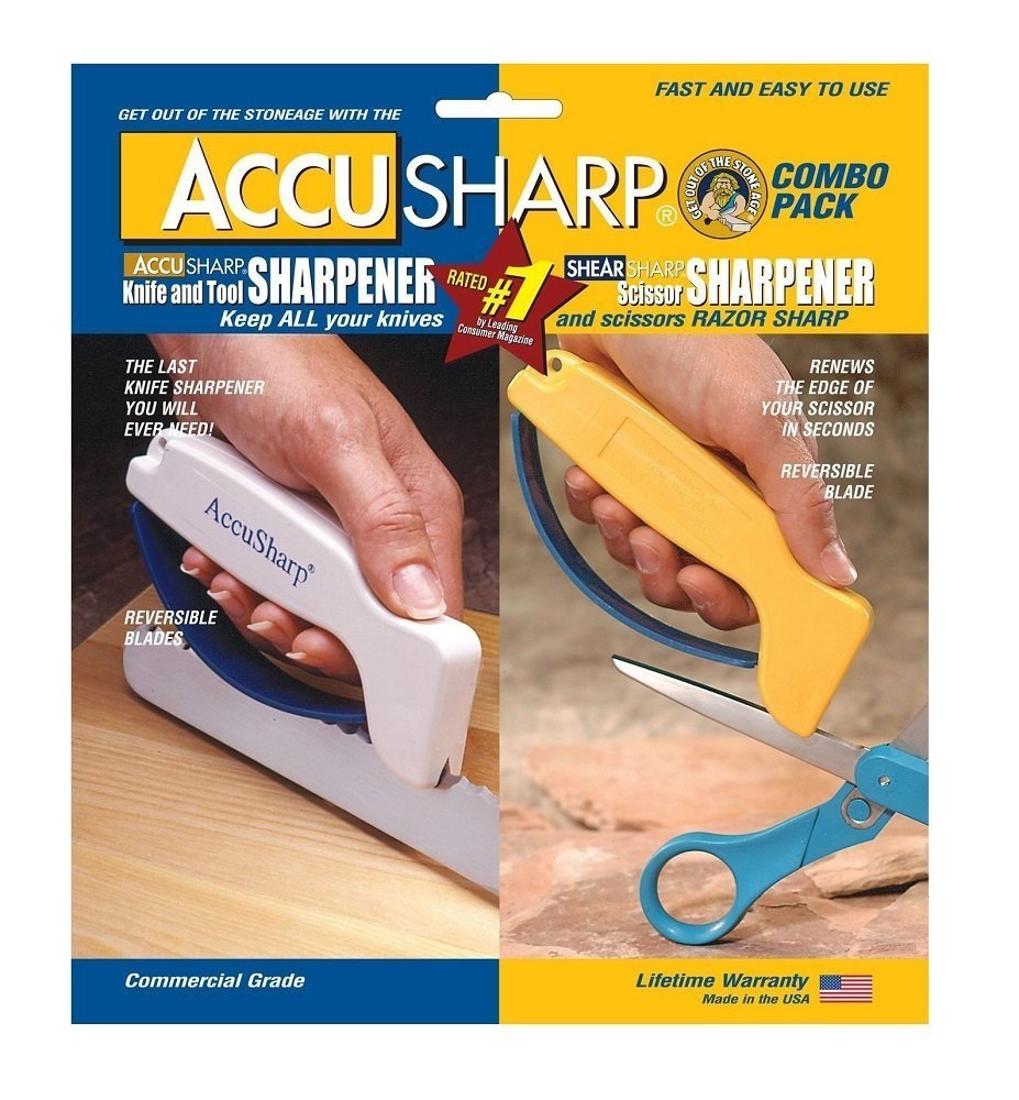 AccuSharp Classic Regular Knife & Tool Sharpener, White/Blue #001C