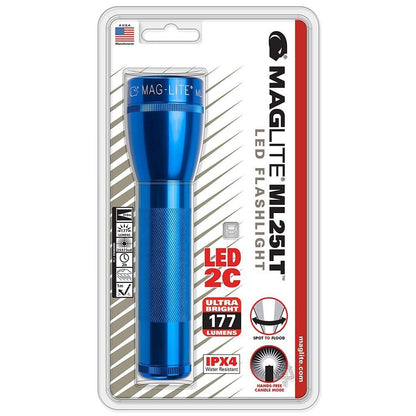 MAGLITE ML25LT, LED Flashlight, 2 Cell C Flashlight, Blue #ML25LT-S2116