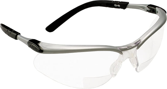 3M BX Reader Protective Glasses, Clear Lens, Silver Frame, +2.5 Diopter #11376