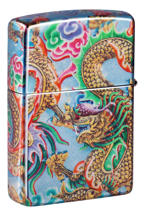 Zippo Asian Dragon 540 Tumbled Chrome Fusion Design Lighter #48575