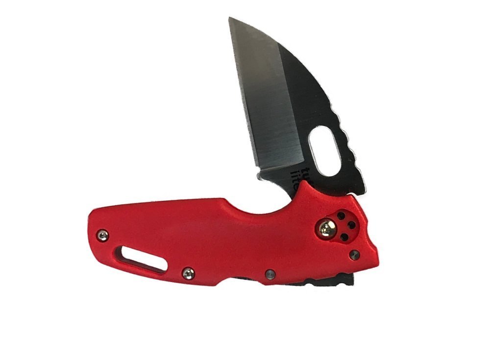 Cold Steel TUFF LITE, Red, Plain Edge Folding Pocket Knife + Belt Clip #20LTR