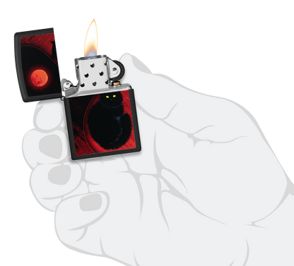 Zippo Black Cat Bad Luck, Black Matte Finish Lighter #48453