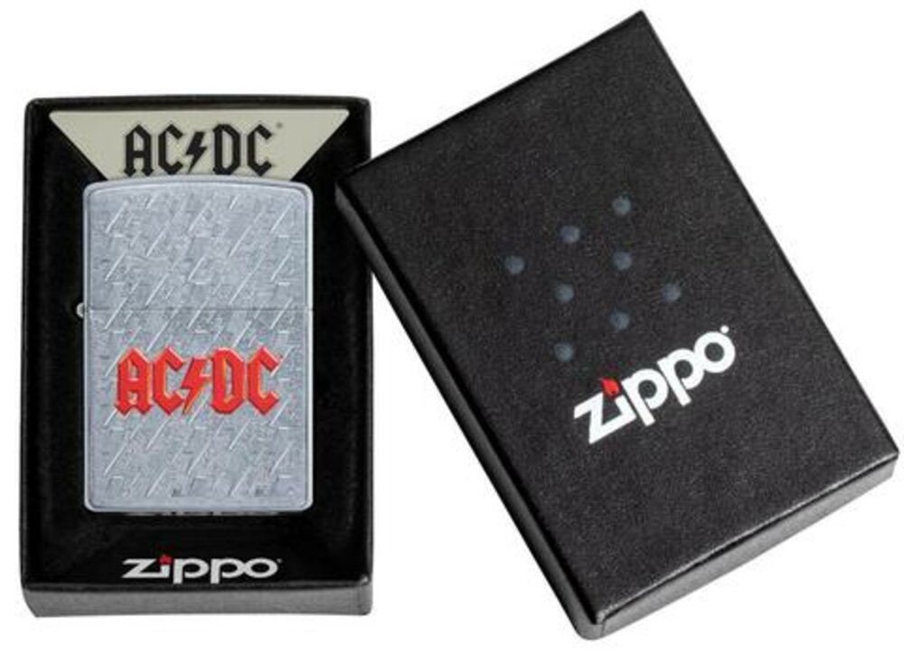 Zippo AC/DC Music Logo, Street Chrome Finish, Genuine Windproof Lighter #49236
