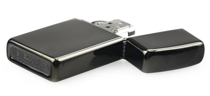 Zippo Slim Ebony with Logo Lighter, High Polish Black, Windproof #28123ZL