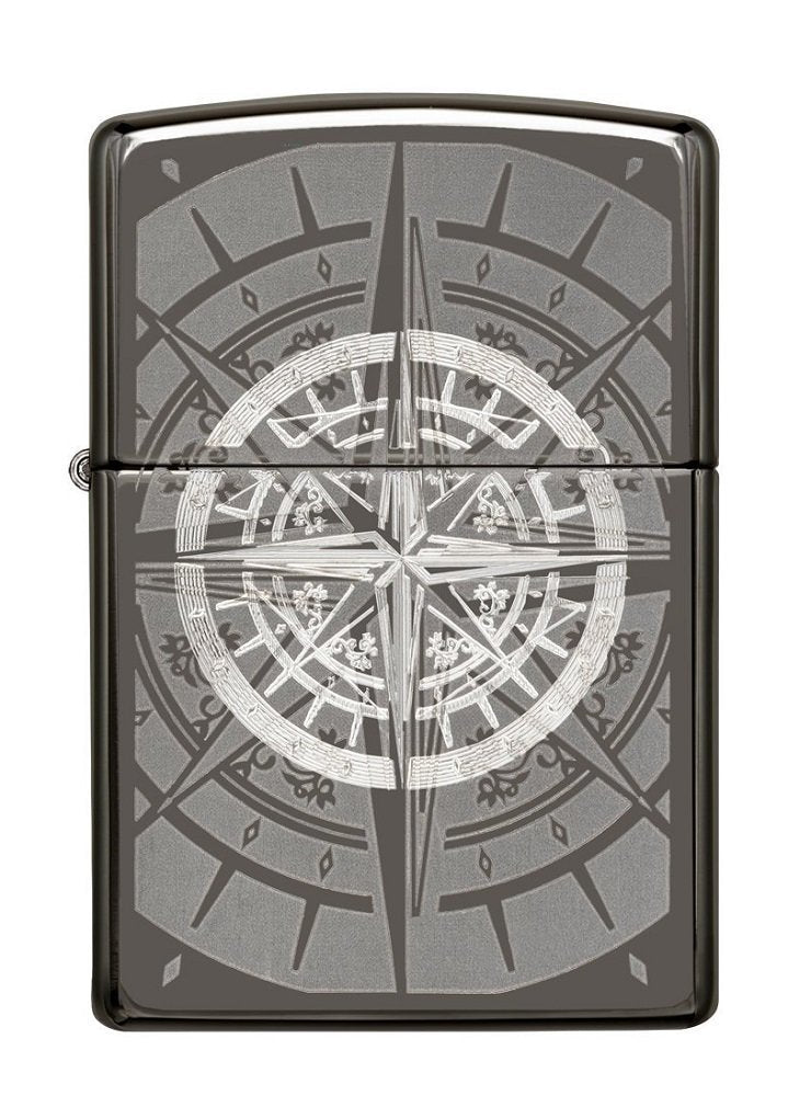 Zippo Exquisite Compass Lighter, Black Ice Finish, Windproof #29232