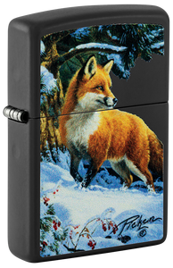 Zippo Linda Picken Fox Design, Black Matte Lighter #48596