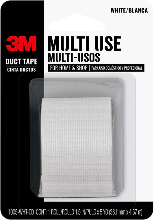3M White Duct Tape, 1.5 in x 5 yd (38.1mm x 4.57m) #1005-WHT-CD