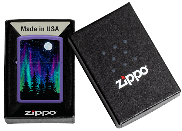 Zippo Aurora Borealis Design, Purple Matte Lighter #48565