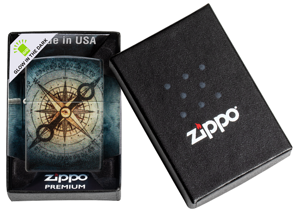 Zippo Nautical Compass Glow-in-the-Dark Green 540 Design Lighter #48562