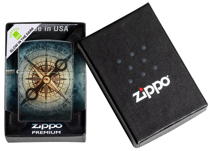 Zippo Nautical Compass Glow-in-the-Dark Green 540 Design Lighter #48562