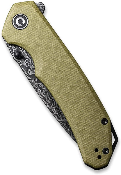 CIVIVI Brazen Knife, Damascus Blade + Olive Micarta Handle #C2102DS-2