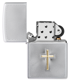 Zippo Sprirtual Cross Design, Satin Chrome Lighter #48581