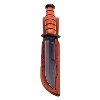 KA-BAR USMC 7" Fixed Blade, Fighting Knife, w/Brown Leather Sheath #1217CP