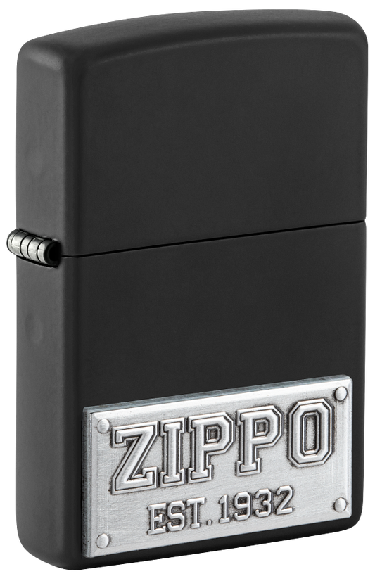 Zippo Logo Est. 1932 Emblem Design, Black Matte Lighter #48689