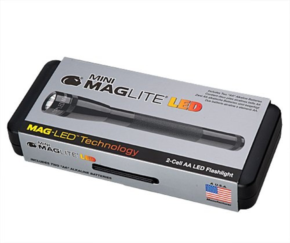 MAGLITE Mini, LED Flashlight, Adjustable Beam, 2 AA Batteries, Black #SP22017