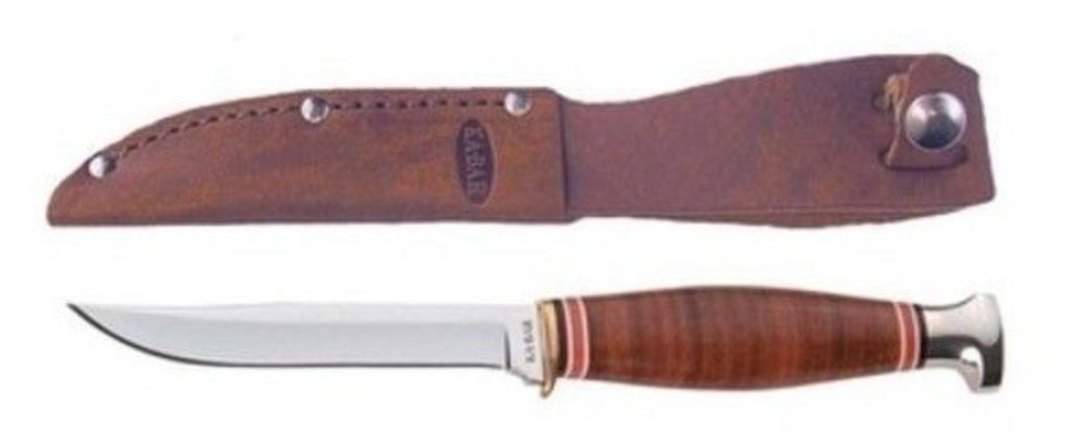 KA-BAR Little Finn Knife, Leather Handle, w/Leather Sheath, 7" Blade #1226