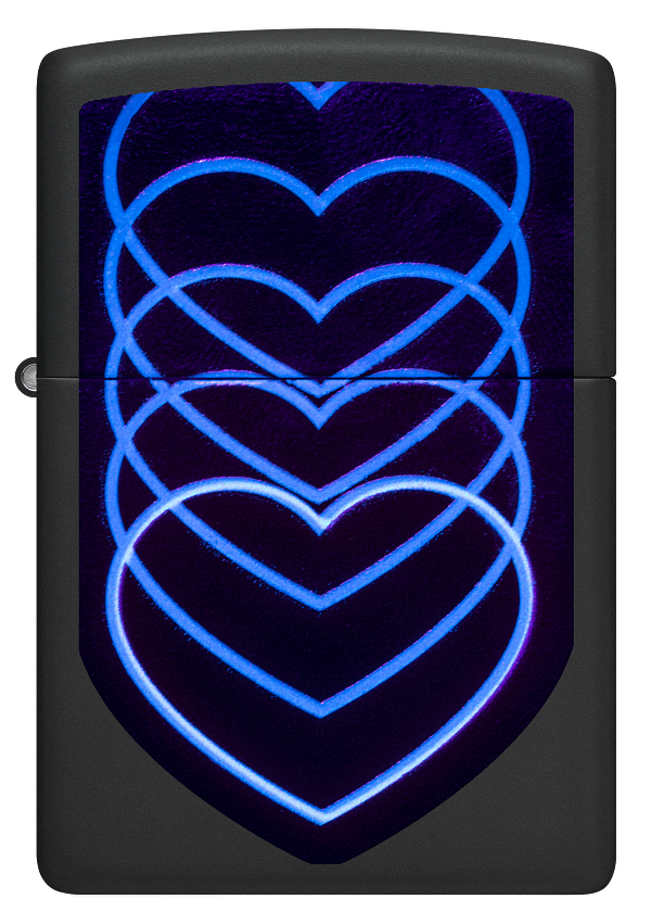 Zippo Pulsing Heart Black Light Design, Black Matte Lighter #48593