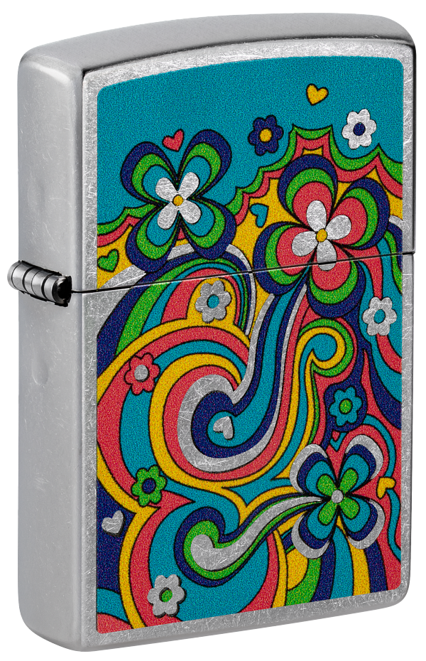 Zippo Hippie Scribbles Design, Street Chrome Lighter #48579