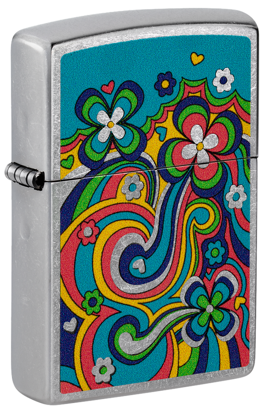 Zippo Hippie Scribbles Design, Street Chrome Lighter #48579