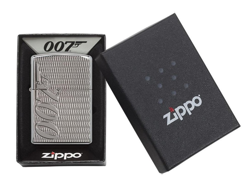 Zippo James Bond 007 Lighter, Armor High Polish Chrome Deep Carve #29550