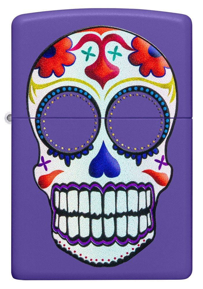 Zippo Sugar Skull Design, Purple Matter Finish Windproof Lighter #49859