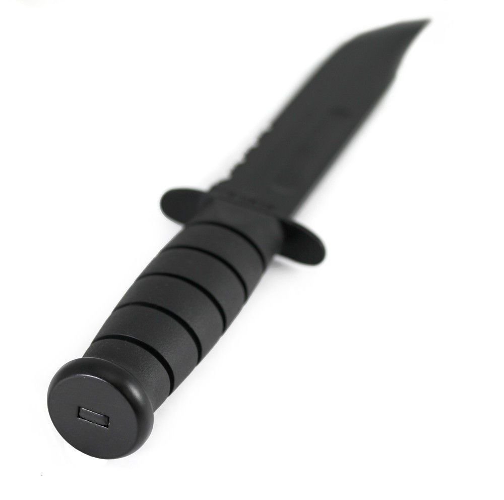 KA-BAR Fighting Utility Serrated Knife, Black + Black Leather Sheath #1212