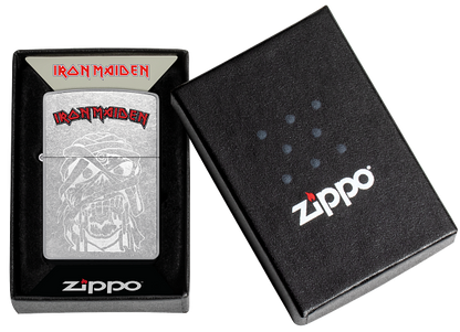 Zippo Iron Maiden Lustre Etch Design, Street Chrome Lighter #48667