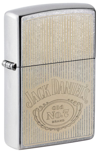 Zippo Jack Daniels Laser Engrave Logo, Street Chrome Finish Lighter #49833