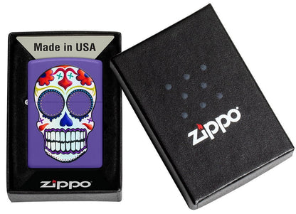 Zippo Sugar Skull Design, Purple Matter Finish Windproof Lighter #49859