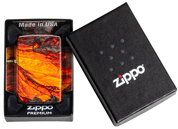 Zippo Fire Lava Flow 540 Design, Tumbled Brass Lighter #48622