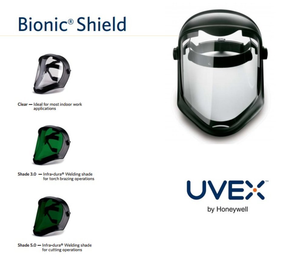 UvexBionic Faceshield Visor, Clear, Uncoated Polycarbonate #S8550