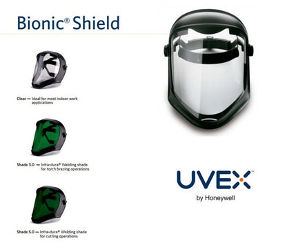 UvexBionic Faceshield Visor, Clear, Uncoated Polycarbonate #S8550